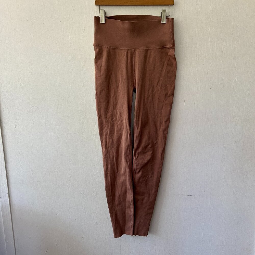 Fabletics SculptKnit Leggings Womens Large Purple Taupe Activewear Athletic